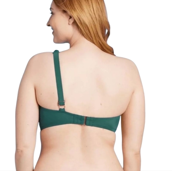 Twisted One Shoulder Keyhole Bikini Top - Shade & Shore Teal Green 34DD - Picture 2 of 9